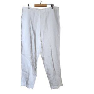 Eileen Fisher‎ 100% Linen White Wide Leg Pants Women Medium Side Zip 34x27"